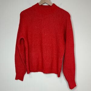 Leith Red Mock Turtleneck Sweater Size XS